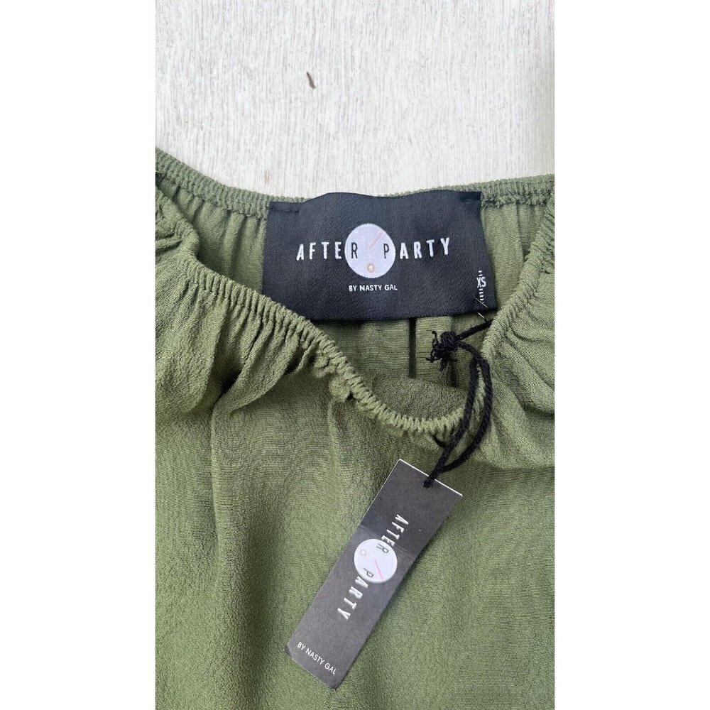 Nasty Gal After Party Vintage Green Off the Shoulder Mini Dress Size XS - Picture 6 of 9